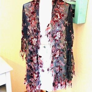 Leon Embellished Fringed Long Scarf Fairycore Ethereal